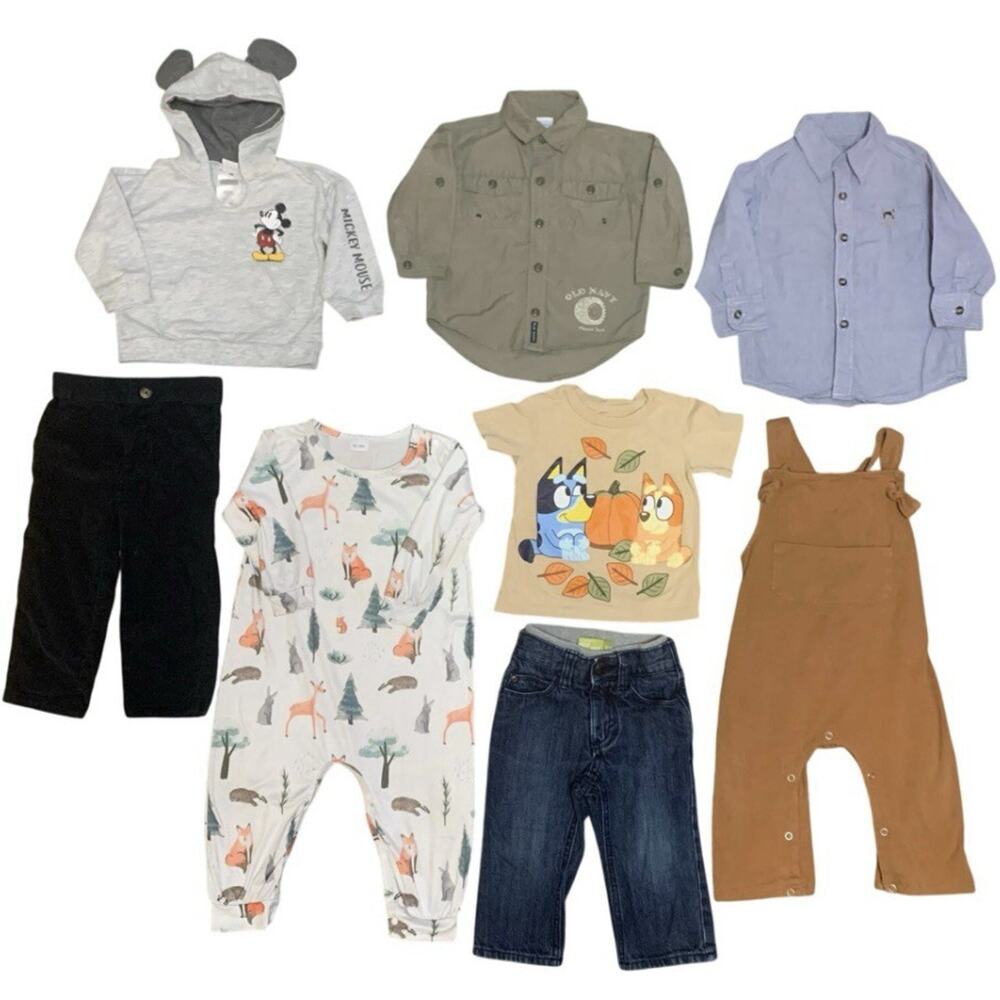 Boys 12-18 Months Clothing Lot 8 Pc Fall Bluey Disney Old Navy Carter’s IZOD
